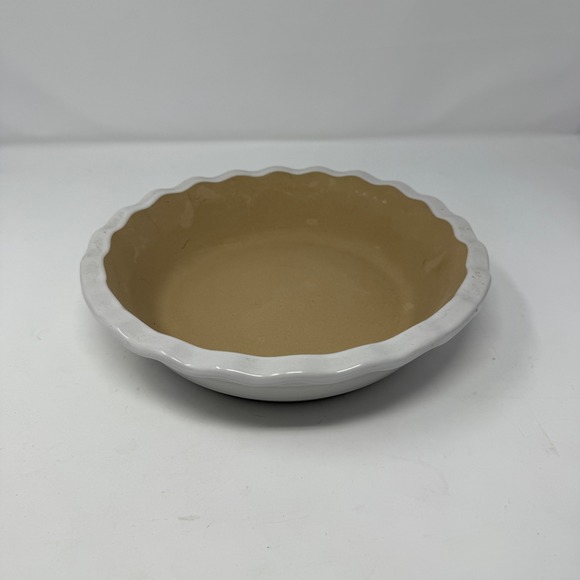 Haeger Natural Stone Premium Bakeware Pie Dish Plate Fluted Edge White USA Made - Picture 1 of 5